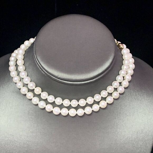 Akoya Pearl Necklace 14k Gold 27" 7.5 mm Certified $3,475 113100 - Picture 2 of 6